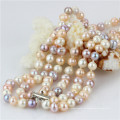 Snh 8-9mm A Grade 3 Rows Multicolor Pearl Necklace Wholesale